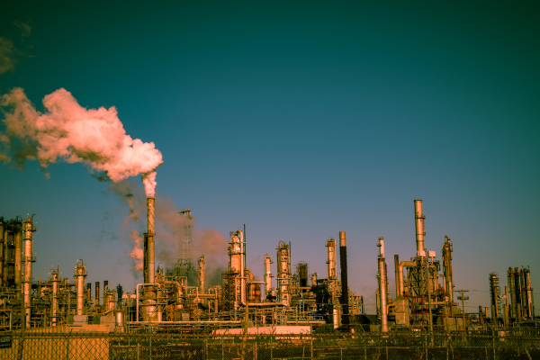 Oil refinery and blue sky