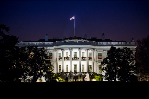 The White House lit up at night